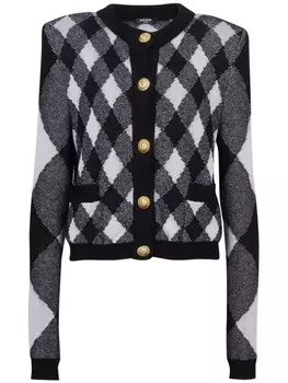 Balmain кардиган в клетку гингем, черный