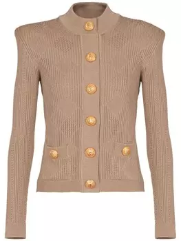 Balmain кардиган в клетку гингем, нейтральный цвет
