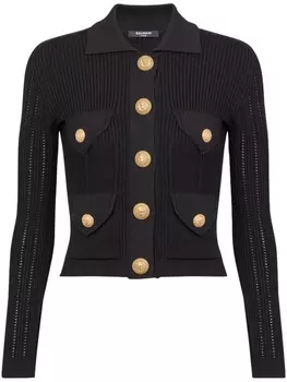 Balmain кардиган в рубчик на пуговицах, черный