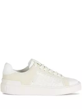 Balmain кеды B-Court с монограммой, нейтральный цвет