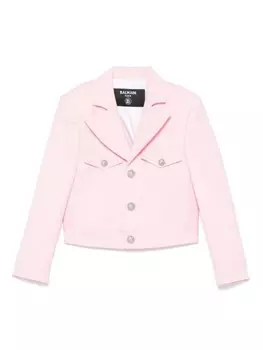 Balmain Kids блейзер с нашивкой-логотипом, розовый