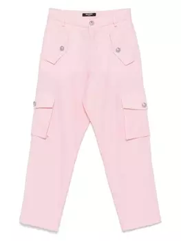 Balmain Kids брюки-карго из натуральной шерсти, розовый