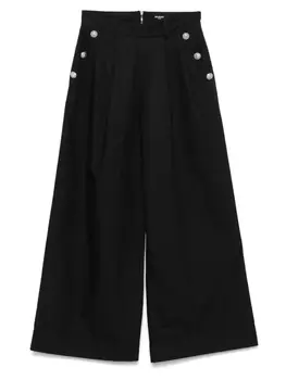 Balmain Kids брюки палаццо с логотипом, черный