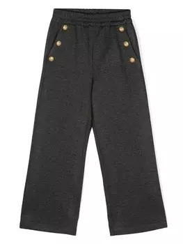 Balmain Kids брюки прямого кроя с гравированными пуговицами, серый