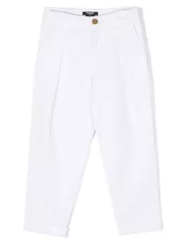 Balmain Kids брюки прямого кроя со складками, белый