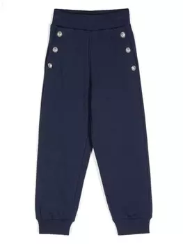 Balmain Kids брюки с гравированными пуговицами, синий