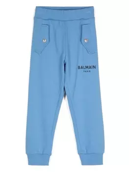 Balmain Kids брюки с логотипом, синий