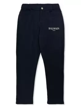 Balmain Kids брюки с логотипом, синий