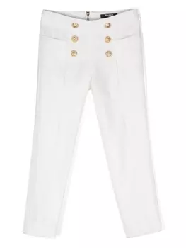 Balmain Kids брюки с пуговицами, белый
