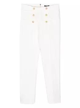 Balmain Kids брюки с тиснеными пуговицами, белый