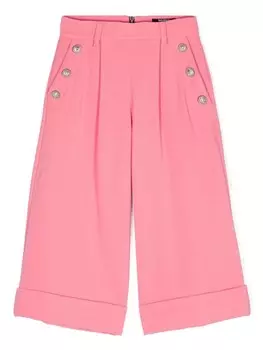 Balmain Kids брюки широкого кроя со складками, розовый