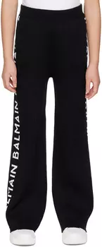 Balmain Kids Черные жаккардовые брюки для отдыха