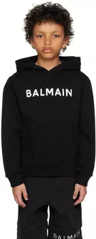 Balmain Kids Черный худи с принтом