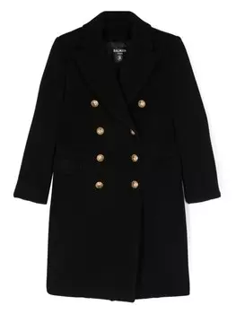 Balmain Kids двубортное пальто, черный