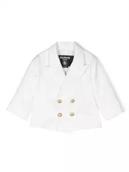 Balmain Kids двубортный блейзер из вирджинской шерсти, белый