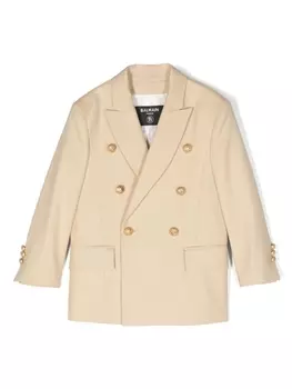 Balmain Kids двубортный блейзер, нейтральный цвет