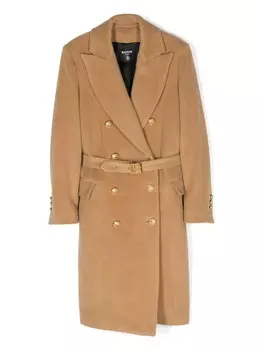 Balmain Kids двубортный бушлат, нейтральный цвет
