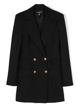 Balmain Kids двубортный твиловый пиджак, черный