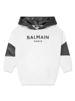 Balmain Kids двухцветная толстовка с логотипом, белый