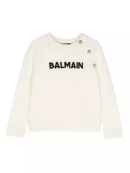 Balmain Kids джемпер с логотипом, белый