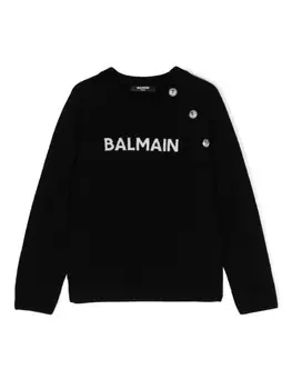 Balmain Kids джемпер с логотипом, черный