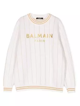 Balmain Kids джемпер с логотипом, нейтральный цвет