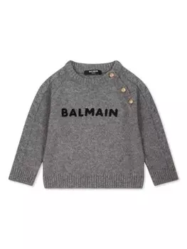 Balmain Kids джемпер с логотипом, серый