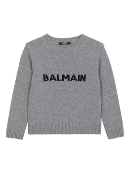 Balmain Kids джемпер с логотипом, серый