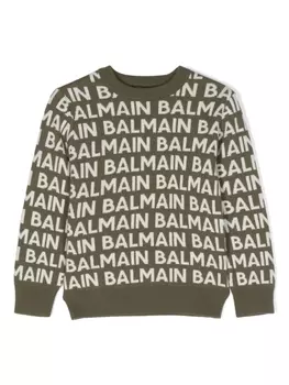 Balmain Kids джемпер с логотипом, зеленый
