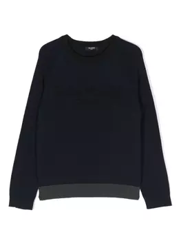 Balmain Kids джемпер с тисненым логотипом, синий