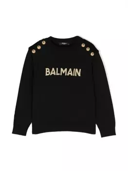 Balmain Kids джемпер с тиснеными пуговицами и нашивкой-логотипом, черный
