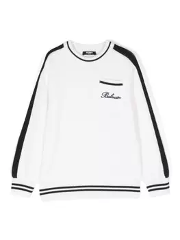 Balmain Kids джемпер с вышитым логотипом, белый