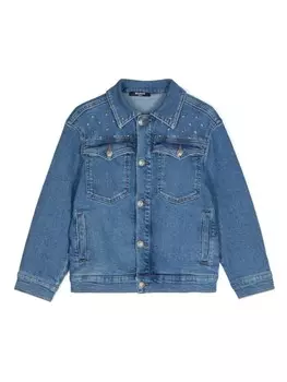 Balmain Kids джинсовая куртка с серебристой отделкой, синий