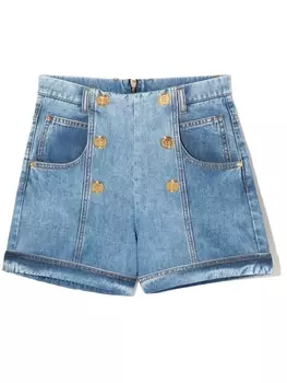 Balmain Kids джинсовые шорты с декоративными пуговицами, синий
