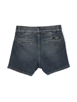 Balmain Kids джинсовые шорты с гравировкой, синий