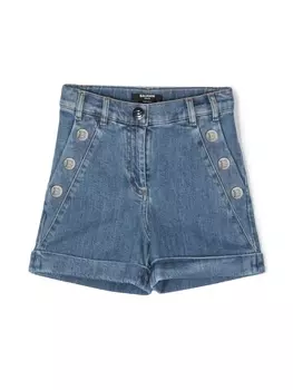 Balmain Kids джинсовые шорты с пуговицами, синий