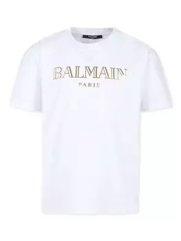 Balmain Kids футболка из хлопка с логотипом, белый