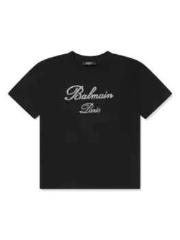 Balmain Kids футболка из хлопка с логотипом, черный