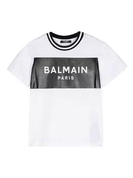 Balmain Kids футболка из хлопка с логотипом, белый