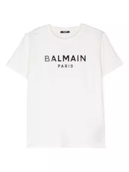 Balmain Kids футболка из хлопка с логотипом, белый