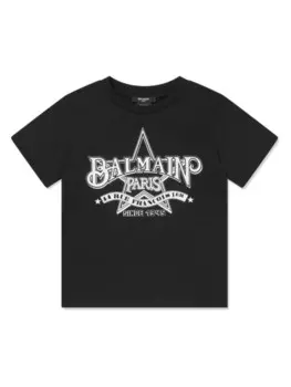 Balmain Kids футболка из хлопка с логотипом, черный