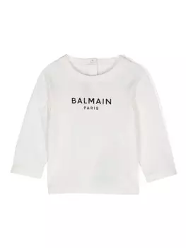 Balmain Kids футболка из хлопка с рельефным логотипом, белый