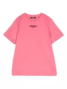 Balmain Kids футболка из хлопка с вышитым логотипом, розовый