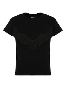 Balmain Kids футболка с бахромой, черный