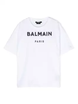 Balmain Kids футболка с логотипом, белый