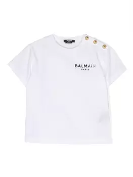Balmain Kids футболка с логотипом, белый