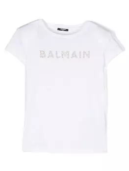 Balmain Kids футболка с логотипом, белый