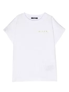 Balmain Kids футболка с логотипом, белый