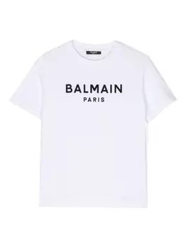Balmain Kids футболка с логотипом, белый