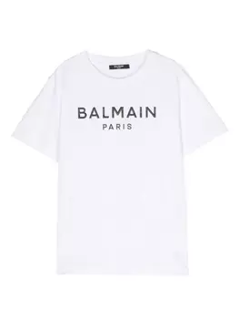 Balmain Kids футболка с логотипом, белый